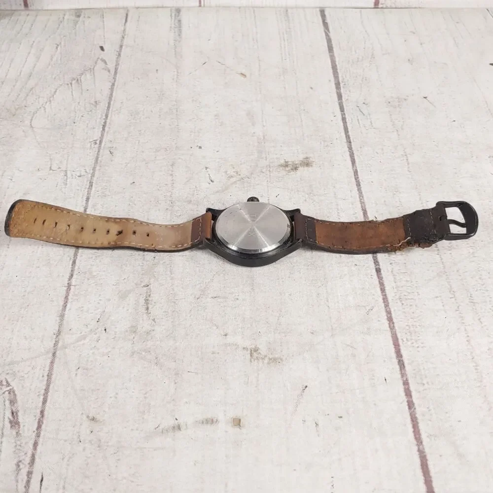 TIMEX Black Wristwatch TW4B11300 - INDIGLO Watch Face Glow Brown Strap - WORKING